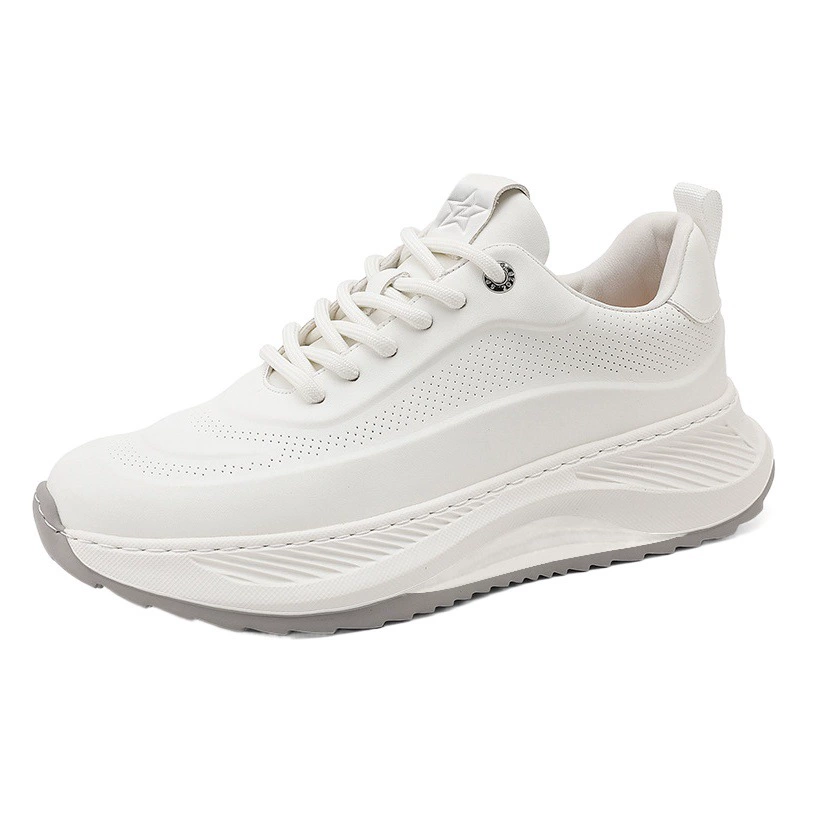 Мужская кожаная повседневная обувь, туфли для папы, увеличивающие рост, кроссовки на толстой подошве для внешней торговли, спортивная обувь, мужские белые туфли.