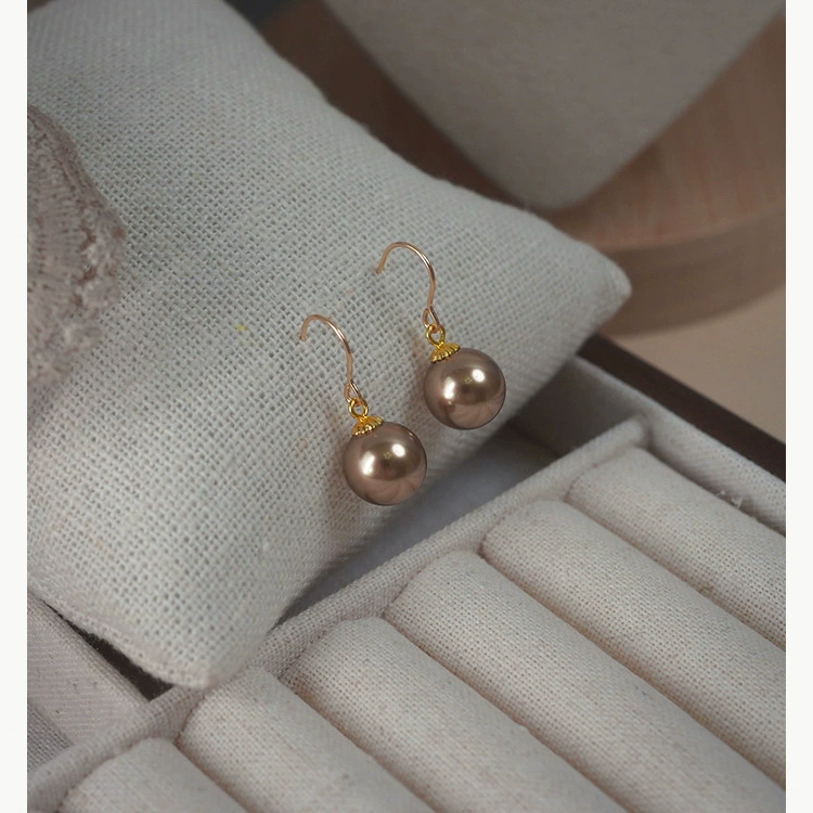 烨远 Elegant earrings from pearl, simple and elegant design, 14 carat, light luxury style