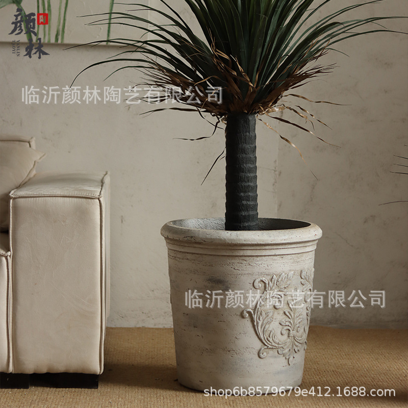 Europa simple magnesio mud maceta hacer vieja retro estilo romano terraza hotel balcón jardín decoración maceta verde