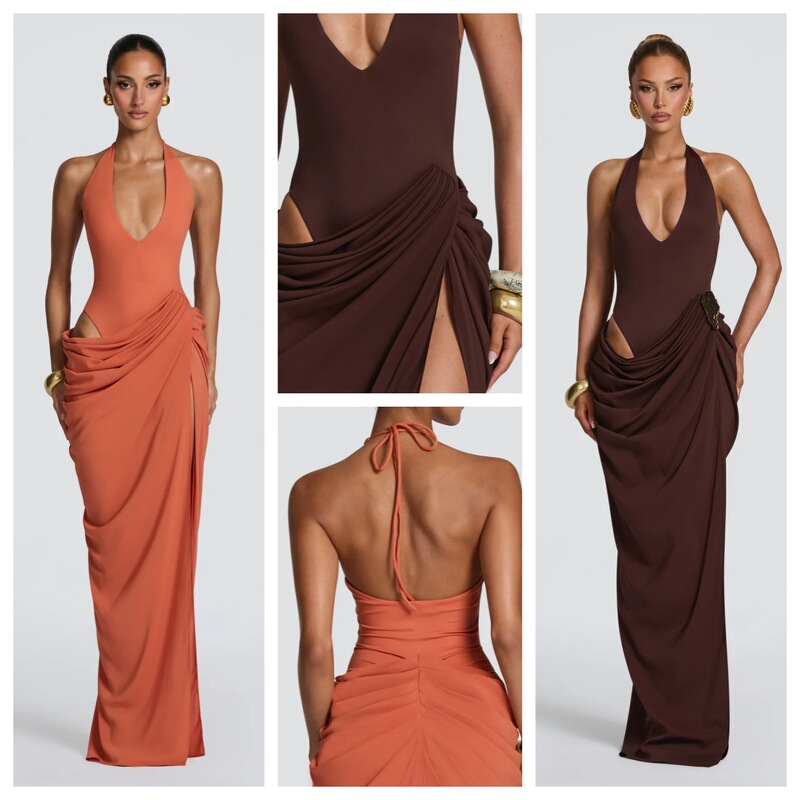 Cross-border babyboo European and American style asymmetrical slit unique design trendy party strap bodycon long dress Cross-border babyboo European and American style asymmetrical slit unique design trendy party strap bodycon long dress