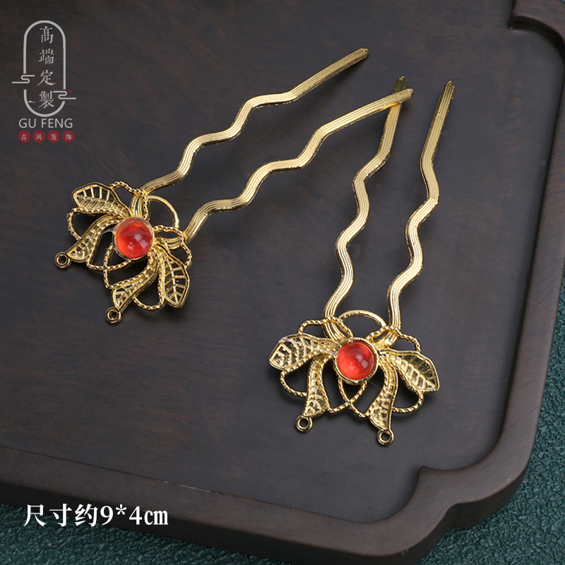 Tangfeng Hanfu peluca accesorios joyas de estilo diario oro facial espectáculo de escenario de clip de borde combinación de joyas para el pelo