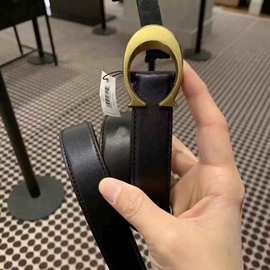 蔻家新款大C字母扣皮带配外套毛呢大衣腰带女百搭真皮裤带