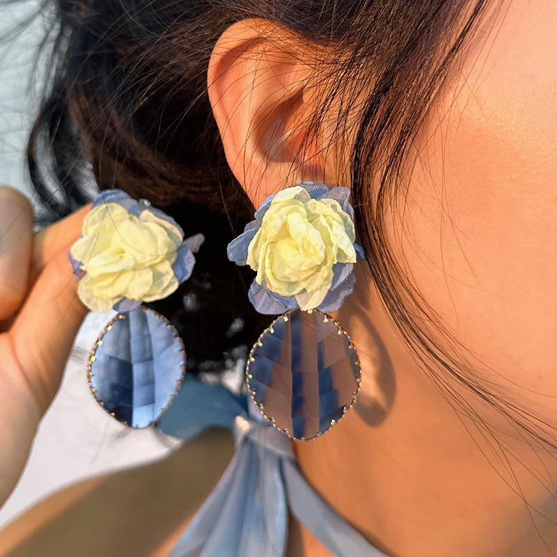 Sweet Oval Flower Artificial Crystal Glass Women's Drop Earrings display picture 2