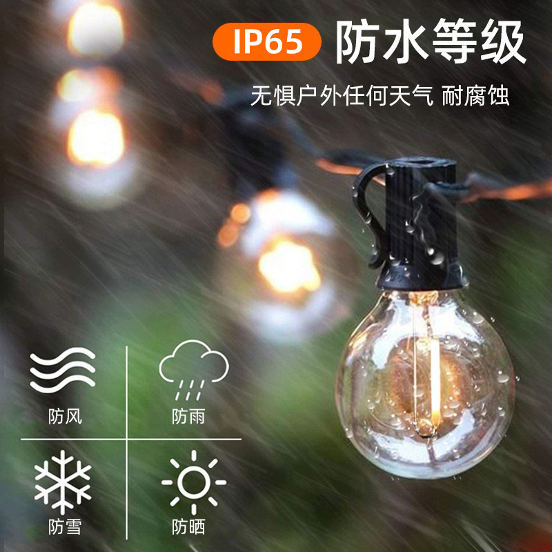 G40 Solar String Lights Outdoor Christmas Decor 10 LED Atmosphere Edison Bulb Garden Camping Tungsten Filament Light