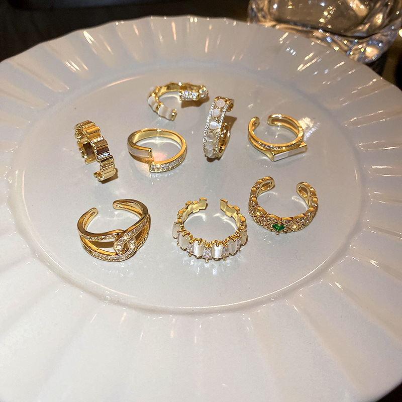 4g Weight Zircon Inlay Material Open Rings Classification Elegant Lady Heart Shape Butterfly Alloy Inlay Zircon Women's Open Rings