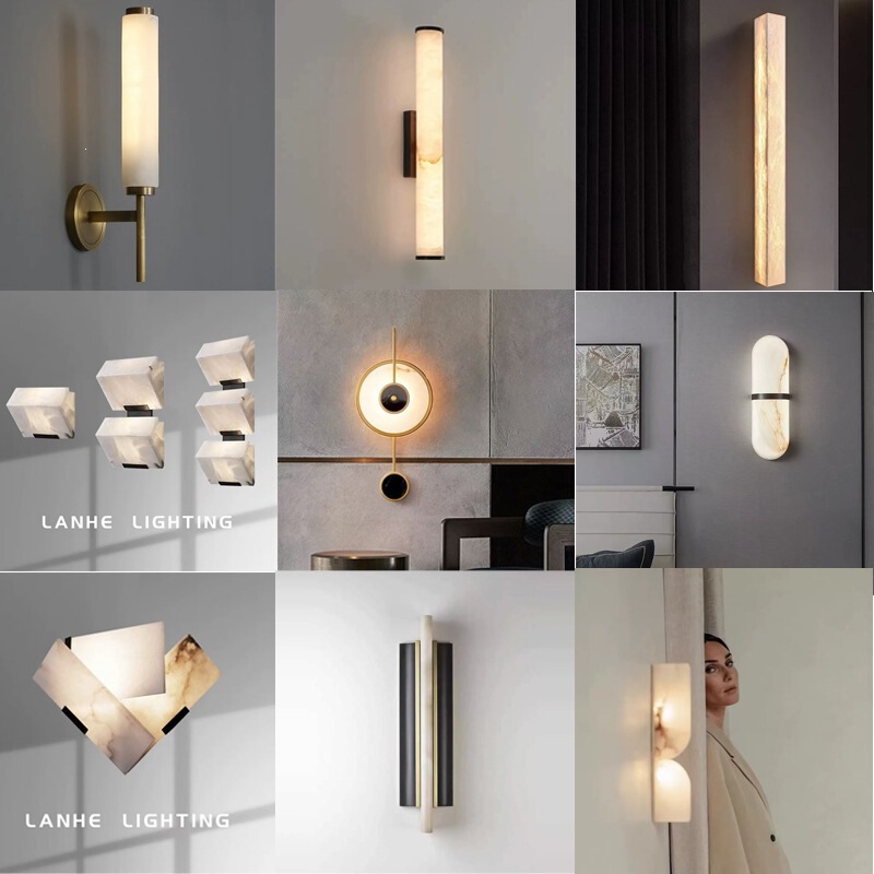 Cross-Border Foreign Trade Marble Wall Lamp Designer Post-Modern Minimalist Indoor Bedroom Bedside Living Room Background Wall Ambient Light Cross-Border Foreign Trade Marble Wall Lamp Designer Post-Modern Minimalist Indoor Bedroom Bedside Living Room Background Wall Ambient Light