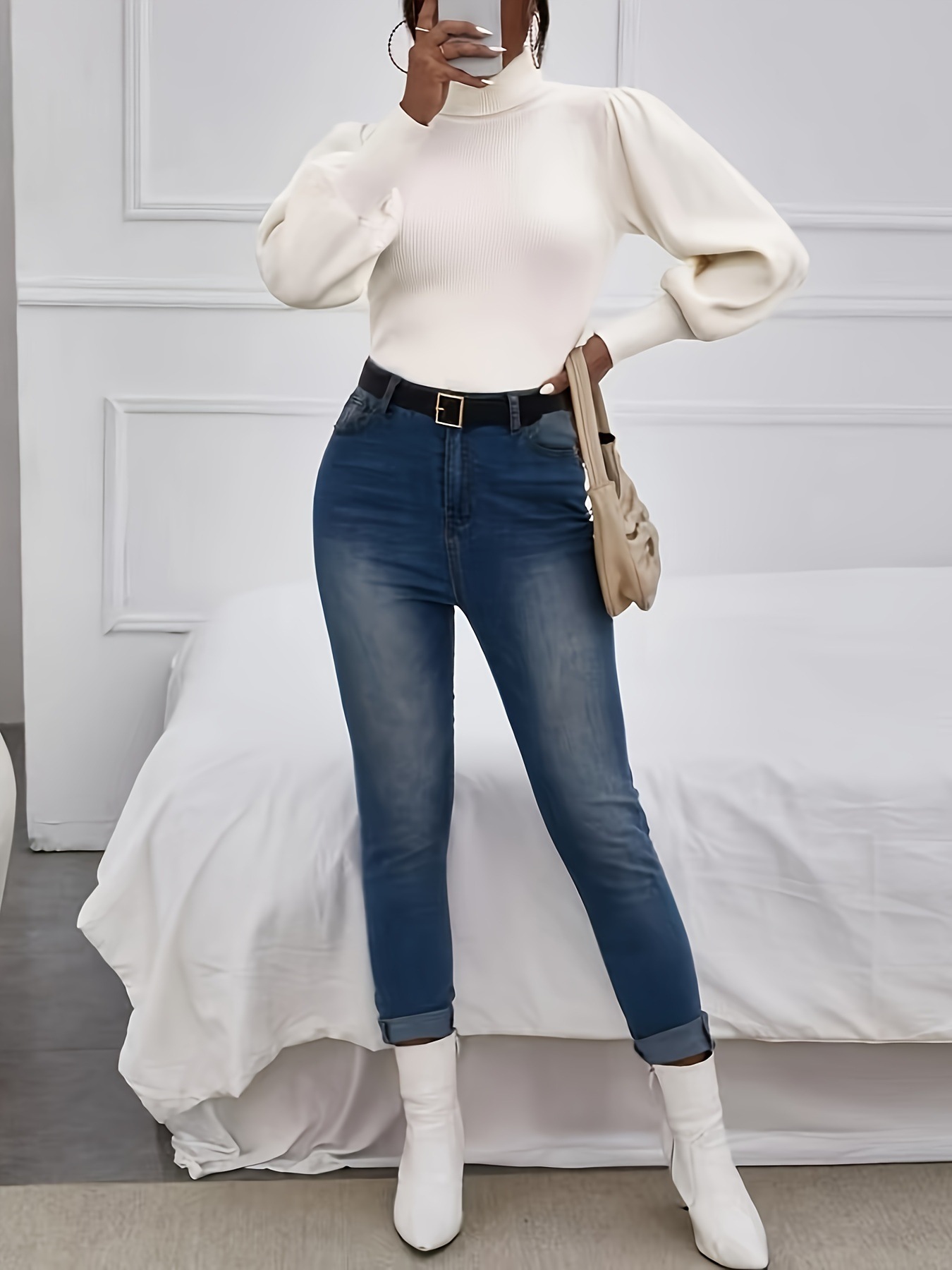 Set di maglioni eleganti in maglia da donna - Maglione a collo alto alla moda autunno inverno 2024 da donna_voghion.com