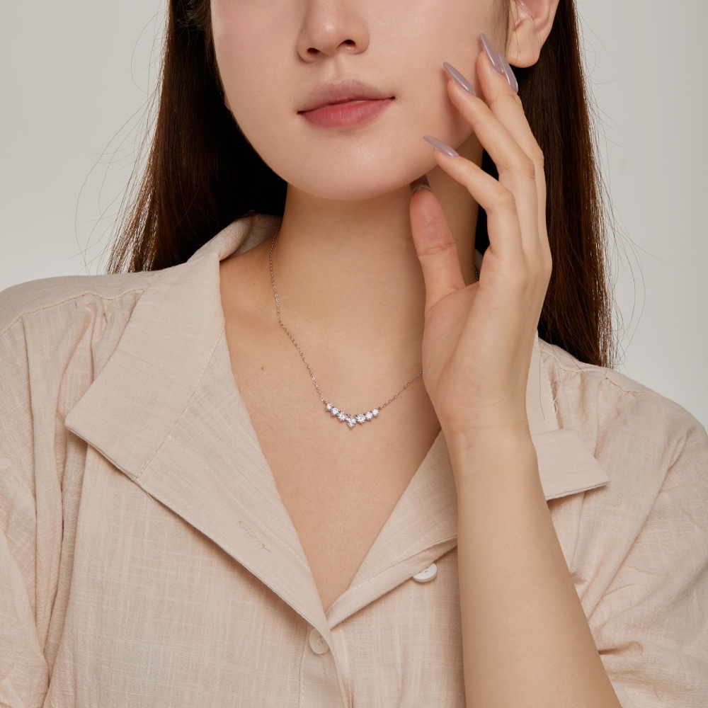 13g Weight Zircon Inlay Material Necklace Classification cable chain Chain Type 1 Piece Quantity Daily, Street Occasion 925 Sterling Silver Material Water Droplets, Heart Shape, Butterfly Pattern Women's Gender Inlay Design Simple Style Style 925 Sterling Silver Zircon Cable Chain Inlay Water Droplets Heart Shape Butterfly Necklace 12
