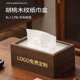 中式木质桌面抽纸盒客厅高档轻奢简约茶几卧室办公室胡桃色纸巾盒