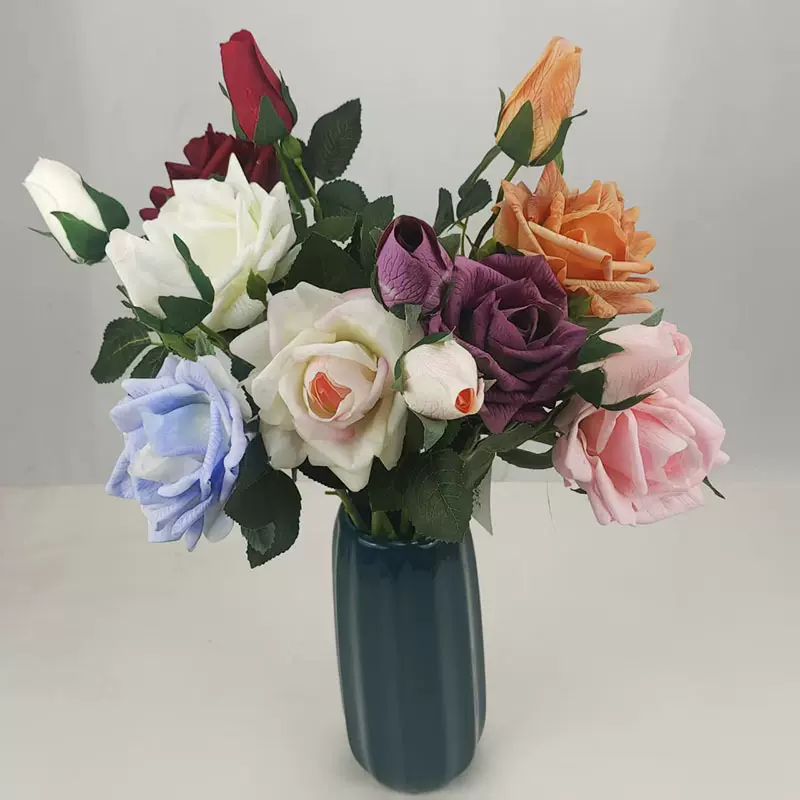 高档仿真手感保湿玫瑰花2头安娜玫ins风仿真花束家居装饰婚庆插花