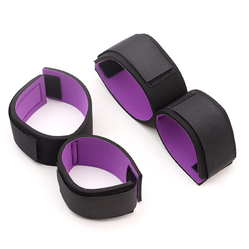 Purple Bed Restraint Set with Leg Splitter and Hand & Foot Cuffs — detail image 6