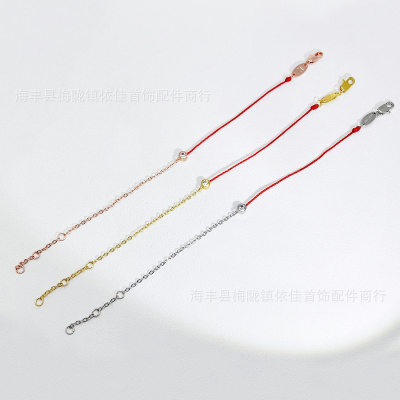 Yijia's Birth Year Transfer French Red Rope Bracelet for Women Braided Gold-Plated Lucky Single Diamond Half Chain Versatile Simple Bracelet