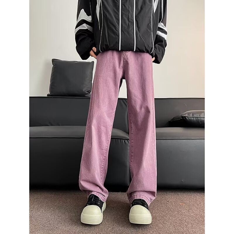 American Style Retro All-match Casual Purple Jeans Men's Autumn Trendy Brand Dopamine Wear Straight Trendy Trousers