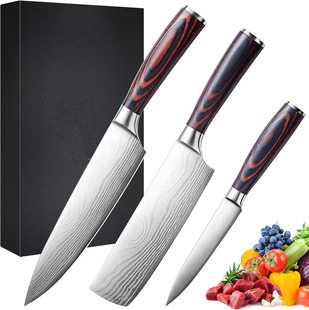 Cross-border hot selling kitchen knife set Damascus pattern chef knife colorful wooden handle Japanese kitchen knife factory ready stock