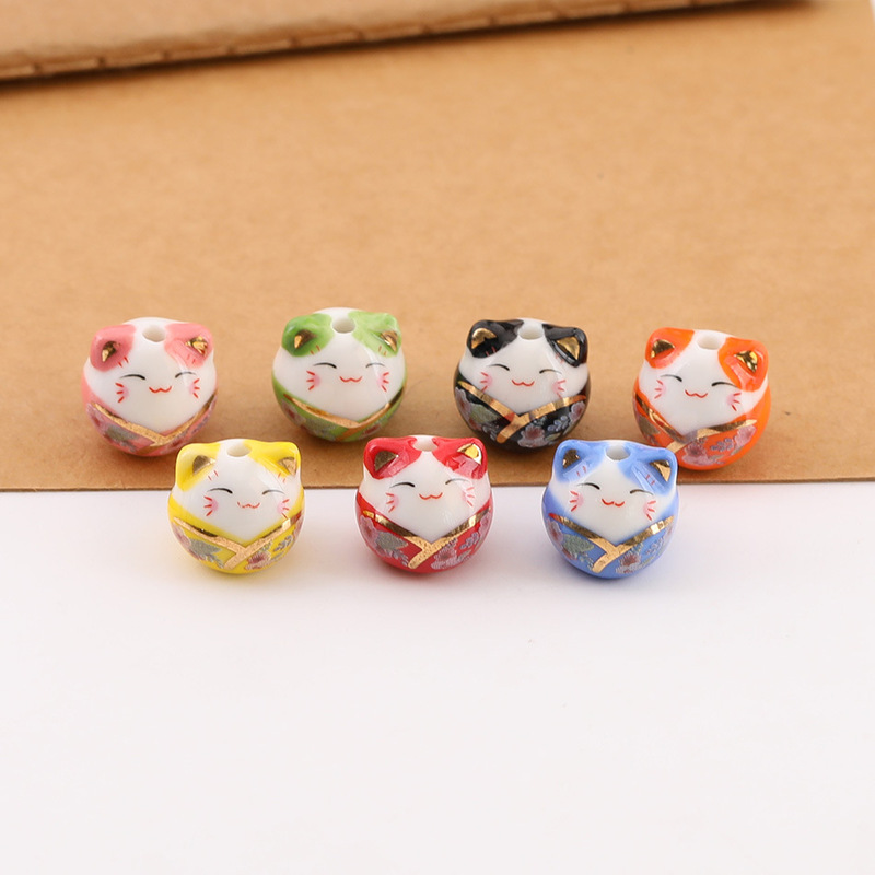 Japanese Cute Antique Y-Neck Lucky Cat Ceramic Beads DIY Handmade Homemade Bracelet Anklet Beaded Jewelry Small Accessories Japanese Cute Antique Y-Neck Lucky Cat Ceramic Beads DIY Handmade Homemade Bracelet Anklet Beaded Jewelry Small Accessories