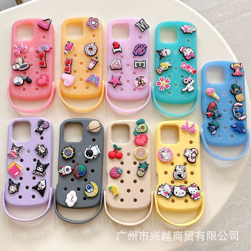 Suitable for Iphone17Ari Cross-Border Original Hand Strap Slippers Hole Shell Cartoon Hole Shoes Mobile Phone Case Apple 17