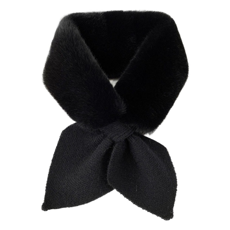 Korean style new knitted stitching fur scarf imitation Rex rabbit fur cross plush scarf fashion winter warm scarf
