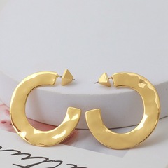 歐美潮牌飾品批發簡約光面C字形開口款時尚鍍金耳環一件代發混批