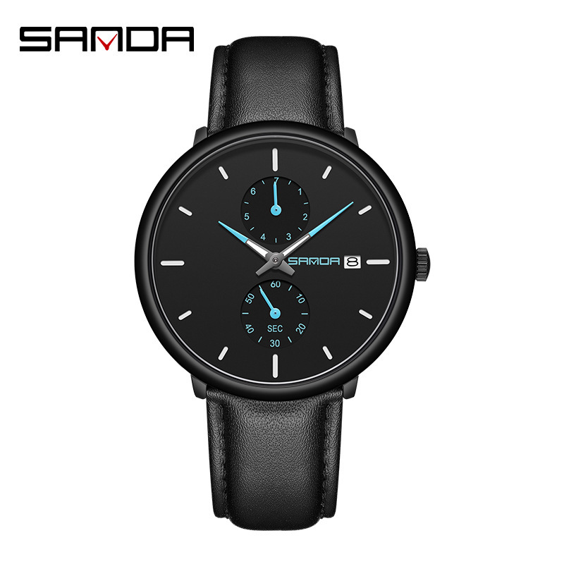 Sanda 1115 nuevo cinturón deportivo calendario impermeable reloj de cuarzo Moda simple hombres malla Correa reloj