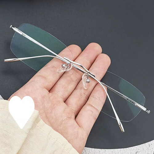 Rimless glasses pure titanium light titanium rimless myopia glasses for men online anti-blue light discoloration eye frames for women