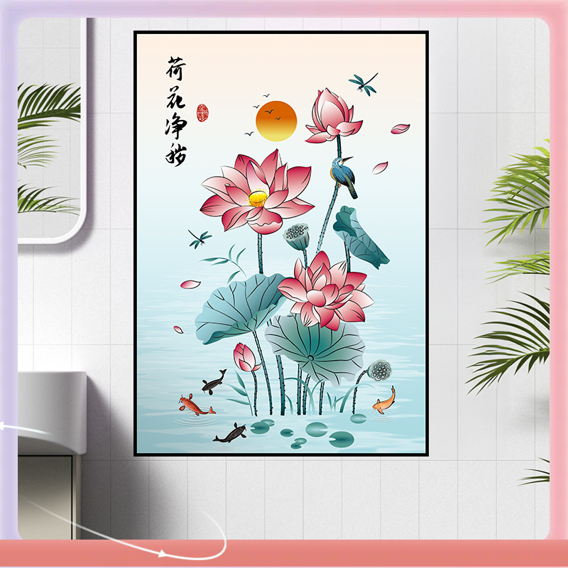 蓮の花の図は自分で鯉の絵を描きます。|undefined