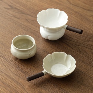 Ceramic Tea Strainer with Integrated Porcelain Hole, Ultra-Fine Tea Leaf Filter, Tea Separator, Fair Cup Filter