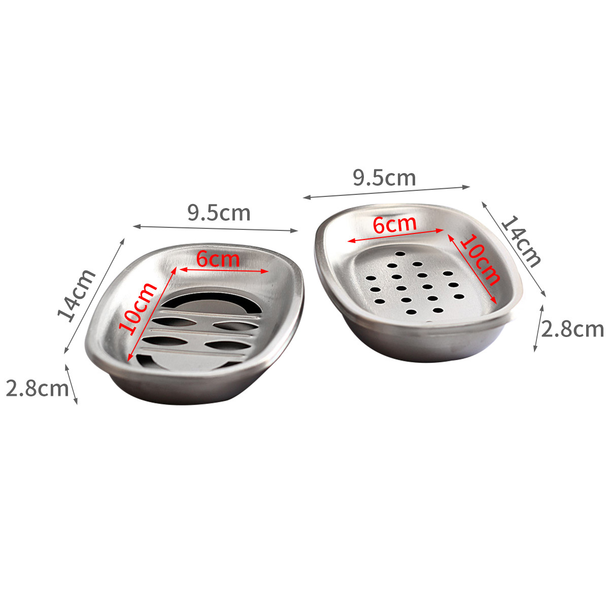 Ou runzhe de acero inoxidable de doble capa caja de jabón de baño titular de jabón de escritorio caja de jabón de drenaje de estilo Europeo creativo