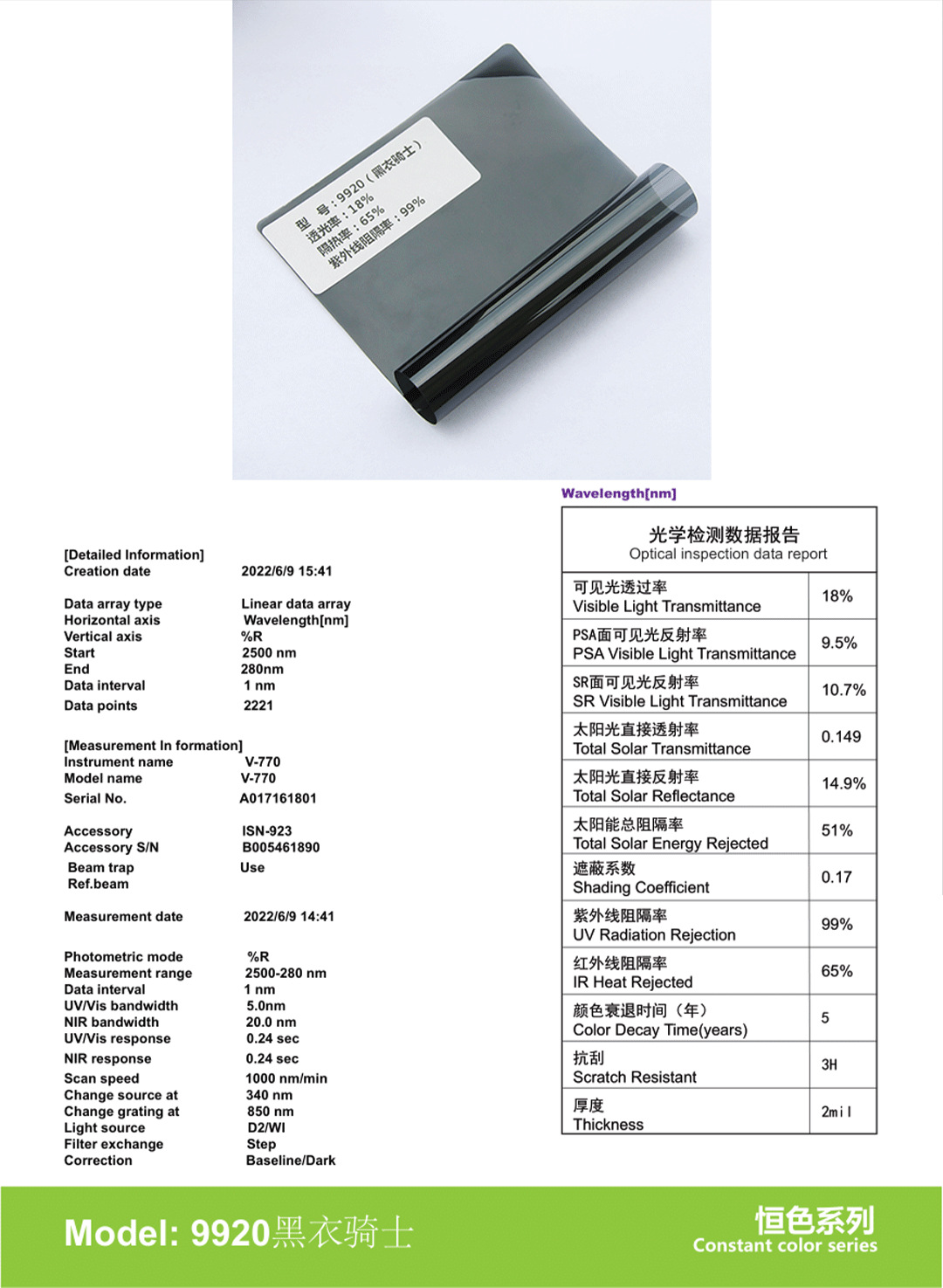 Car Solar Film Wholesale Hengse Series Glass Film Sunscreen Film Explosion-Proof Film Skin Care Film Car Film Full Car Film