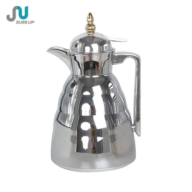 Arabic Coffee Pot, Dara Water Kettle with Pink Glass Liner, Pp Outer Body with Electroplated Vacuum Insulation Kettle, Wholesale