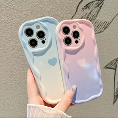 粉蓝爱心适用苹果15手机壳17AIR全包iPhone16promax新款13全包14