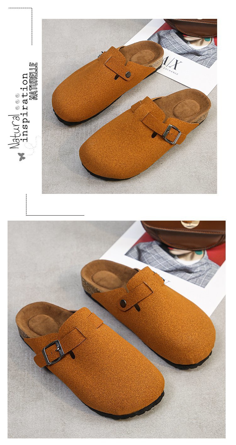Spring 2021 European and American retro Baotou half-slipper women's cork flat flat large size casual one-step lazy lady's slipper undefined
