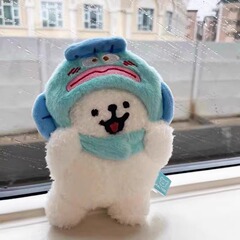 线条小狗挂件可爱小狗头套钥匙扣玩偶背包挂饰送情侣生日礼物毛绒