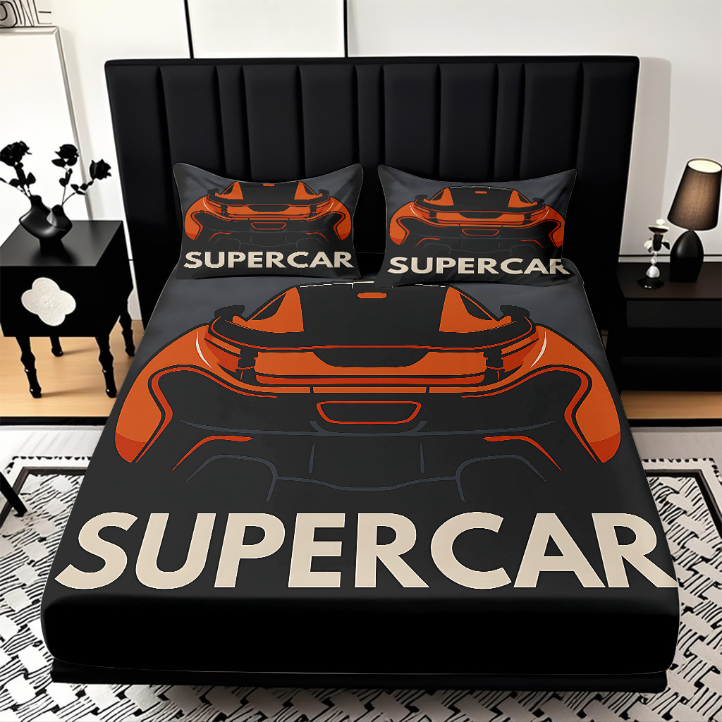 TEMU / JIT moda popular patrón de carreras 3D impresión digital cama de cama de cama kit de ropa de cama fábrica directa