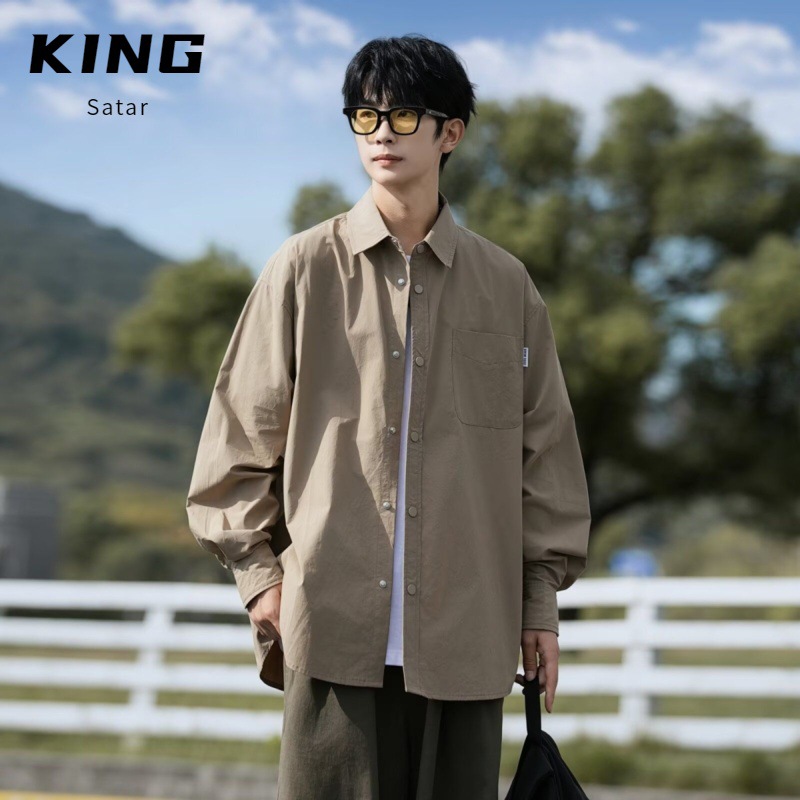 2025 Letter Long-Sleeve Shirt Japanese Hong Kong Style Ins Loose Shirt Men's Summer Trendy Versatile Casual Jacket