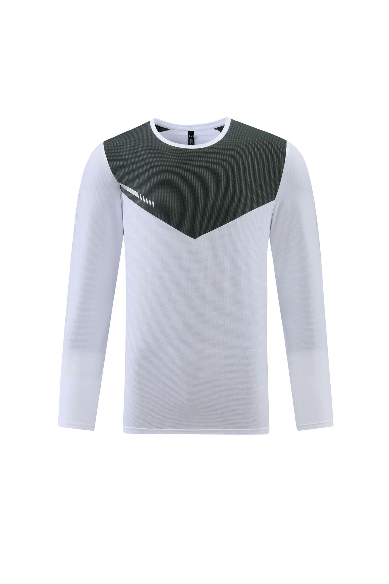 Nuevo color casual a juego de manga larga ropa de secado rápido para hombres transpirable reflectante raya deportes sudor absorbente cuello redondo correr ropa de entrenamiento camiseta