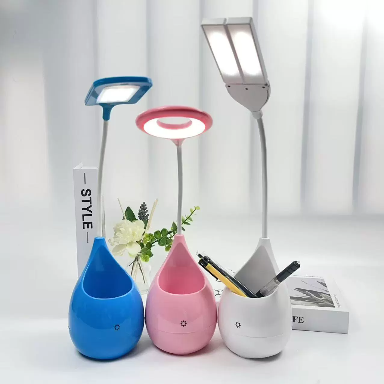 Светодиодная ручка настольная лампа, модная настольная лампа, USB зарядка настольная лампа, сенсорный 3-х прикроватный свет