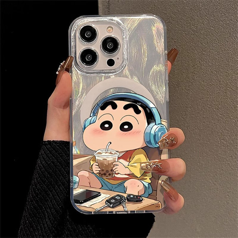 Suitable for new apple magnetic mobile phone case crayon small new cartoon cute girls high color value pattern 16promax Suitable for new apple magnetic mobile phone case crayon small new cartoon cute girls high color value pattern 16promax