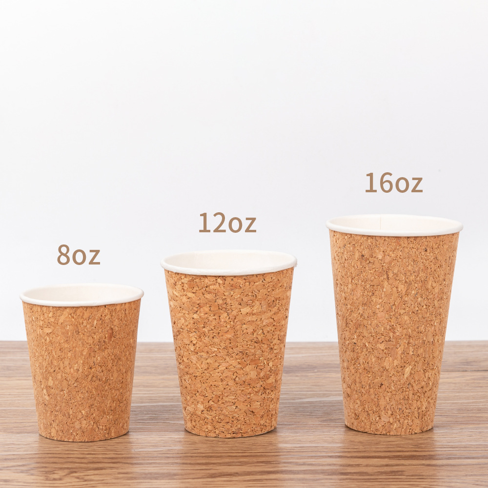Vaso de papel transfronterizo para bebidas frías y calientes, vaso de corcho de doble capa de 8/12/16 oz, vaso para té con leche, ecológico y biodegradable.