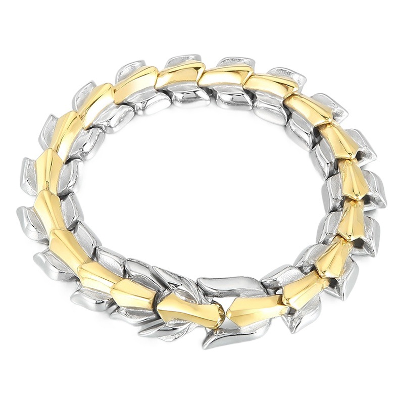 Fábrica de joyería al por mayor de los hombres de moda creativa personalizada dragón hueso cadena pulsera punk moda dominante titanio pulsera de acero
