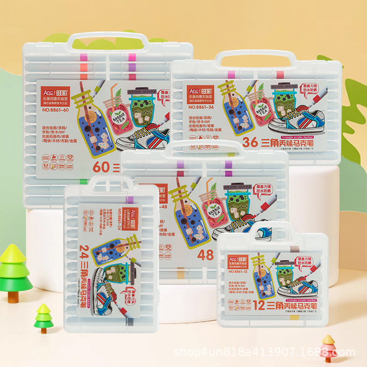 Water-Based Acrylic Marker Pen Storage Bag Set 48 Colors Kidsren's Art DIY Painting Brush Colorful Graffiti Paint