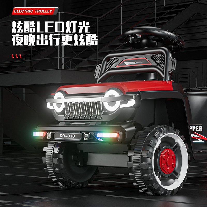 Niños eléctricos todoterreno controlado remoto cochecito de cuatro ruedas para niños, niños y niñas 1 - 3 - 6 anti-volqueo