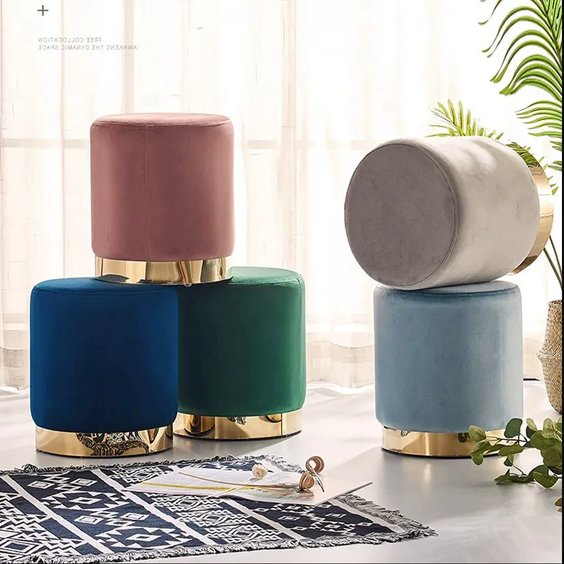 Nordic Light Роскошный табурет для макияжа Круглый стул Современный простой диван-стул для гостиной Креативный интернет-известный туалетный стул Домашний табурет для смены обуви
