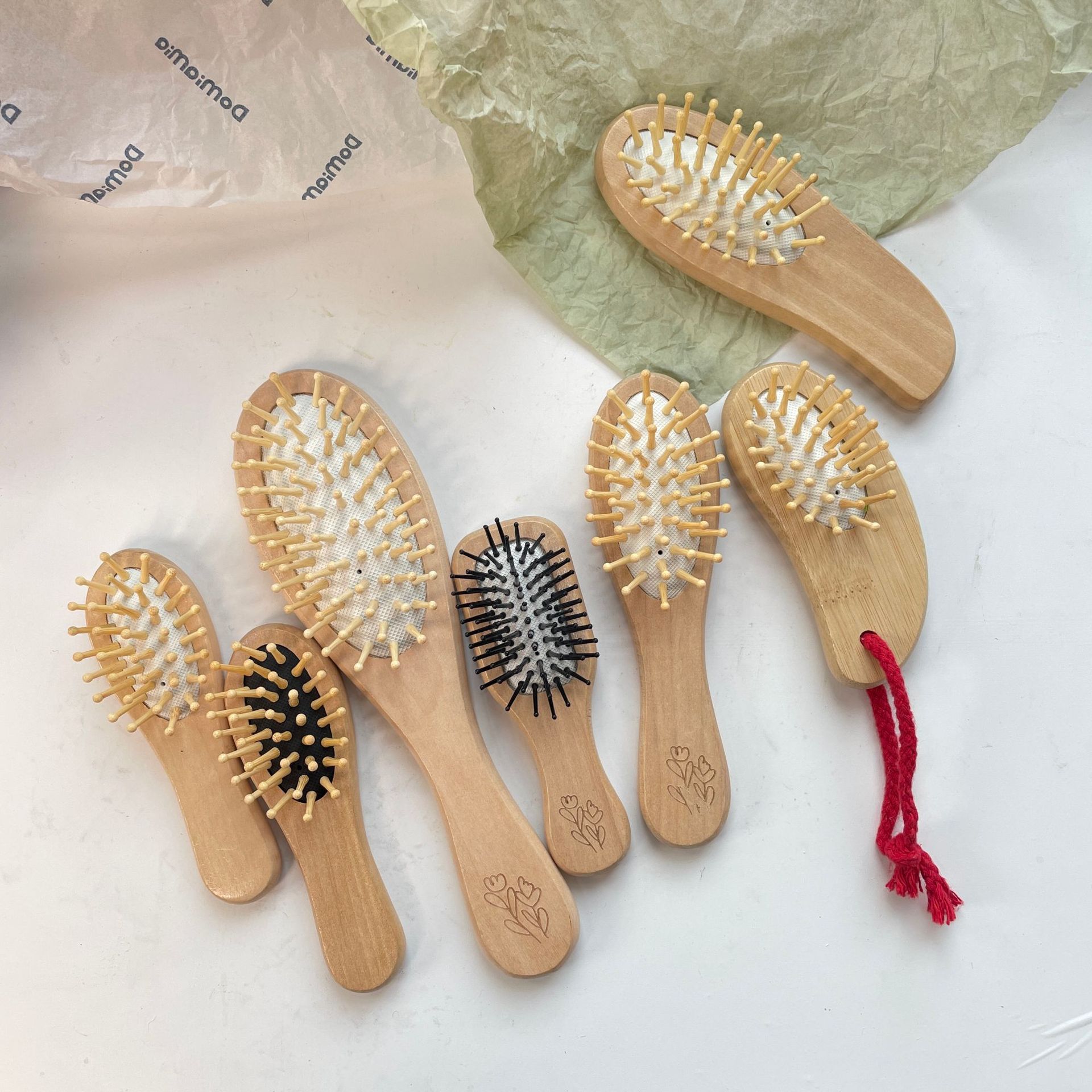 Peine de colchón de aire portátil masaje cuero cabelludo moda cabello suave anti-anudado madera de loto viaje hogar peine de madera BH411