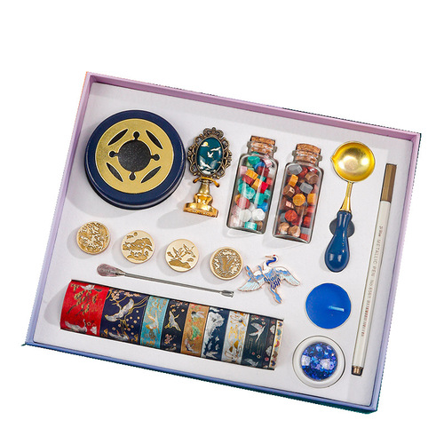 Crane ancient style fire paint seal set complete set of cheap novice seal wax particles furnace sealing firearm seal head tool
