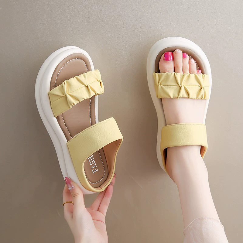 Женские летние сандалии 2025, новые пляжные сандалии на толстой подошве, модные шлепанцы для повседневной носки