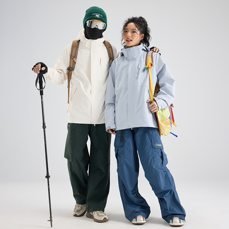 Veste de randonnée imperméable 3 en 1 – Manteau de montagne coupe-vent doublé polaire amovible pour hommes et femmes, équipement d'aventure en plein air toutes saisons_voghion.com