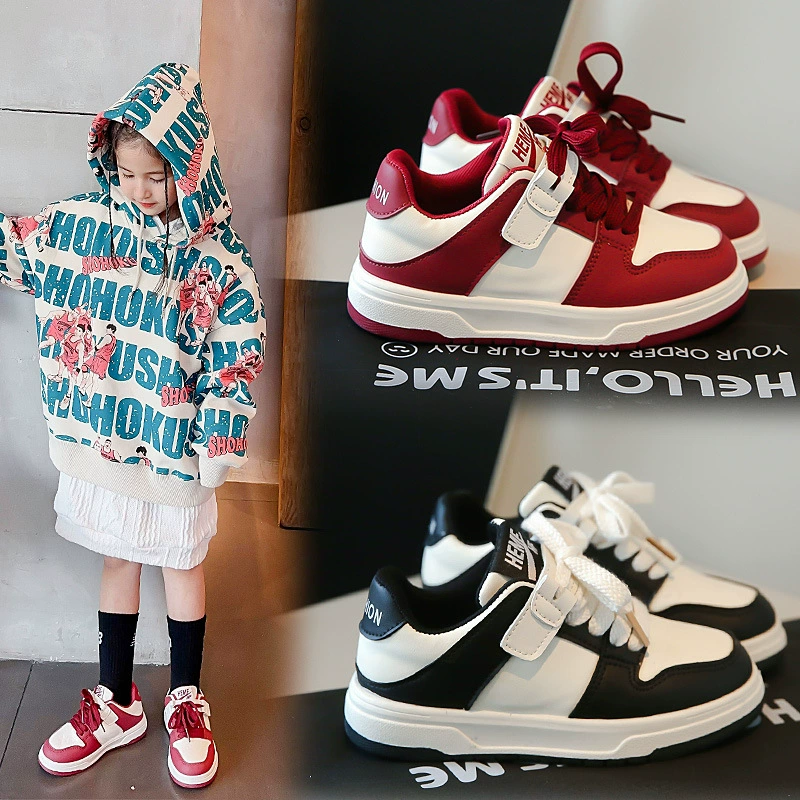 Кроссовки для девочек 2023, Осенние новые кожаные Нескользящие кроссовки для мальчиков, Детские повседневные кроссовки в стиле вестерн для кампуса