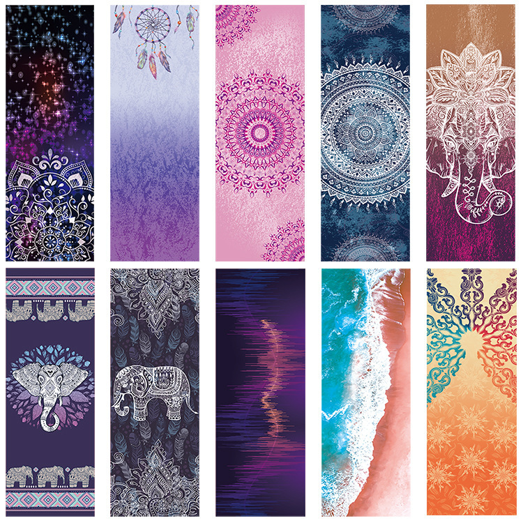 Digital printing yoga mat towel anti-slip extra thick microfiber yoga mat cover sweat-absorbent yoga mat towel yoga blanket