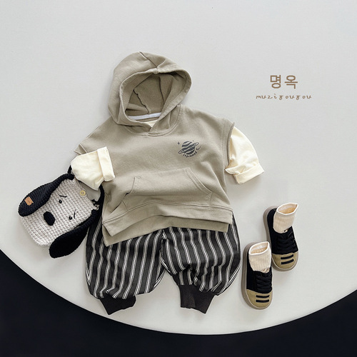 With accent ~ boys and girls vest 2024 spring and autumn new children's Korean style casual pullover sweatshirt vest trendy children's clothing