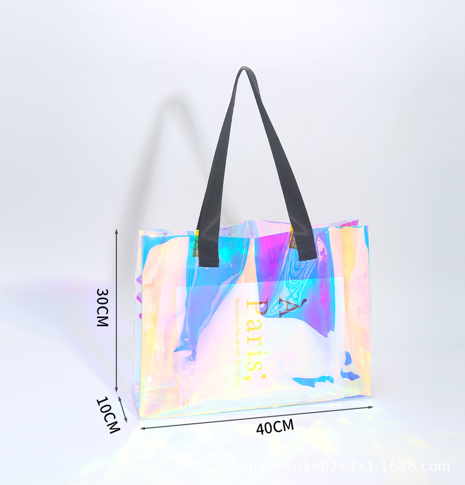 Bolsas láser se pueden personalizar bolsas de plástico de PVC bolsos de regalo transparentes de alta gama bolsas de regalo tpu deslumbrantes bolsas de gelatina personalizadas